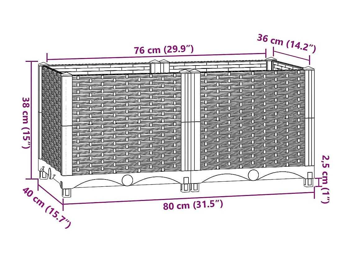 Arriate polipropileno 80x40x38 cm