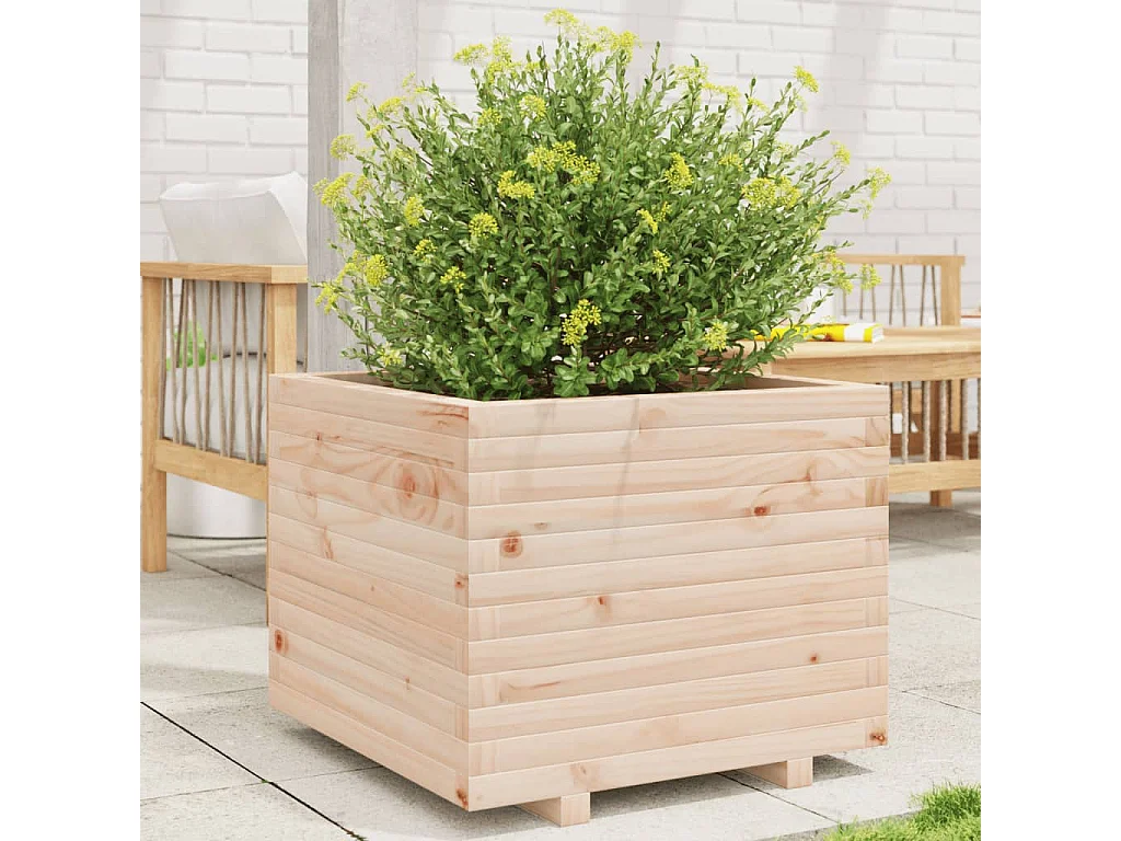 Vaso/floreira de jardim 60x60x49,5 cm madeira de pinho maciça