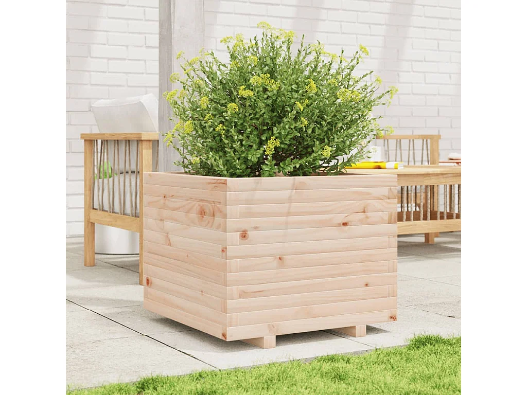 Vaso/floreira de jardim 60x60x49,5 cm madeira de pinho maciça