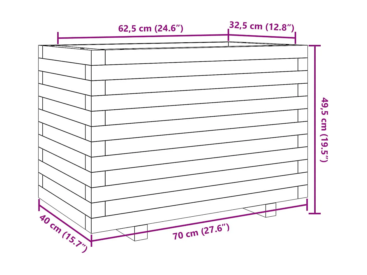 Jardinière 70x40x49,5 cm bois de pin imprégné