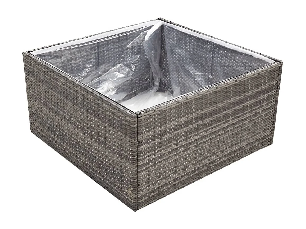 Jardinière Gris 80x80x40 cm Résine tressée