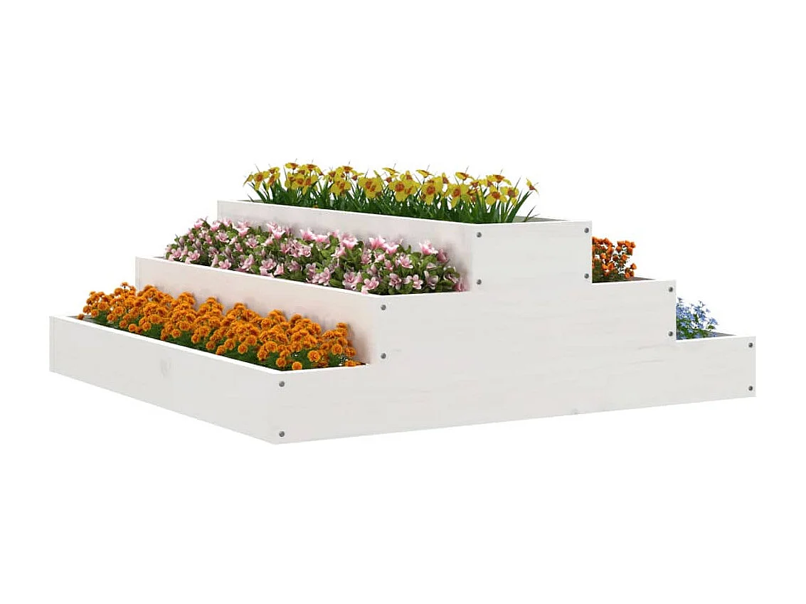 Jardinera de madera maciza de pino blanco 80x80x27 cm