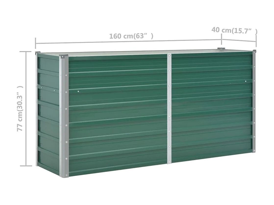Lit surélevé de jardin Acier galvanisé 160x40x77 cm Vert