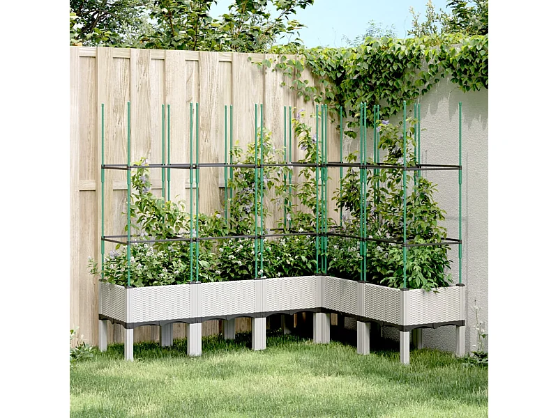 Jardinera con enrejado PP blanco 160x120x142,5 cm