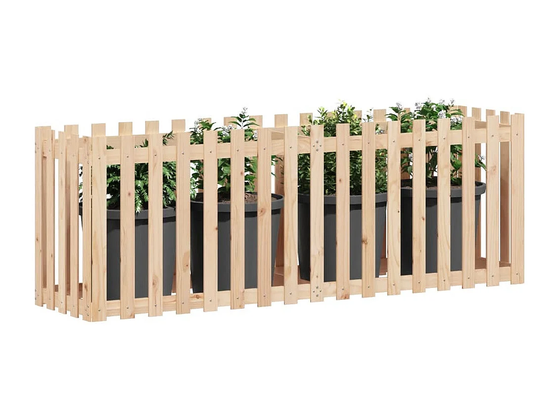 Arriate elevado jardín con valla madera maciza pino 200x50x70cm
