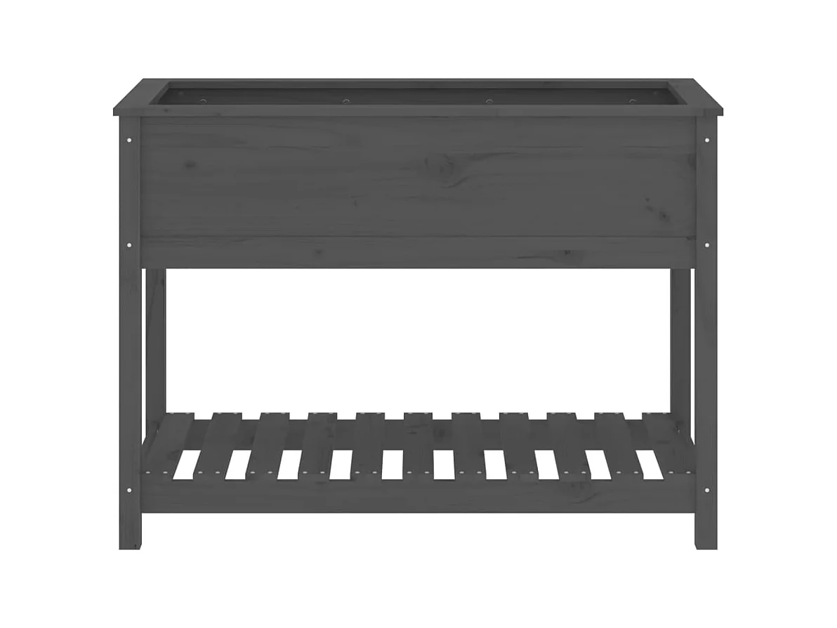 Jardinière avec étagère Gris 111,5x54x81 cm Bois massif de pin