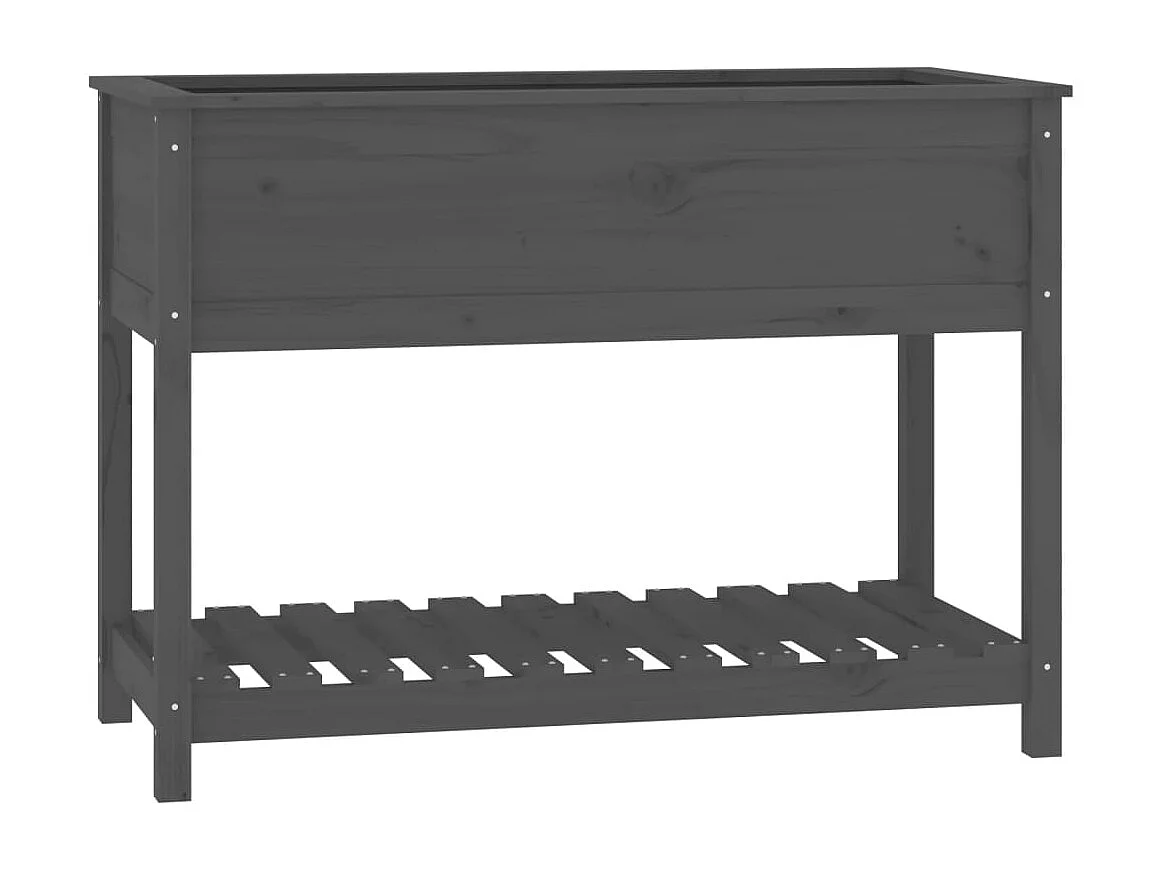 Jardinière avec étagère Gris 111,5x54x81 cm Bois massif de pin