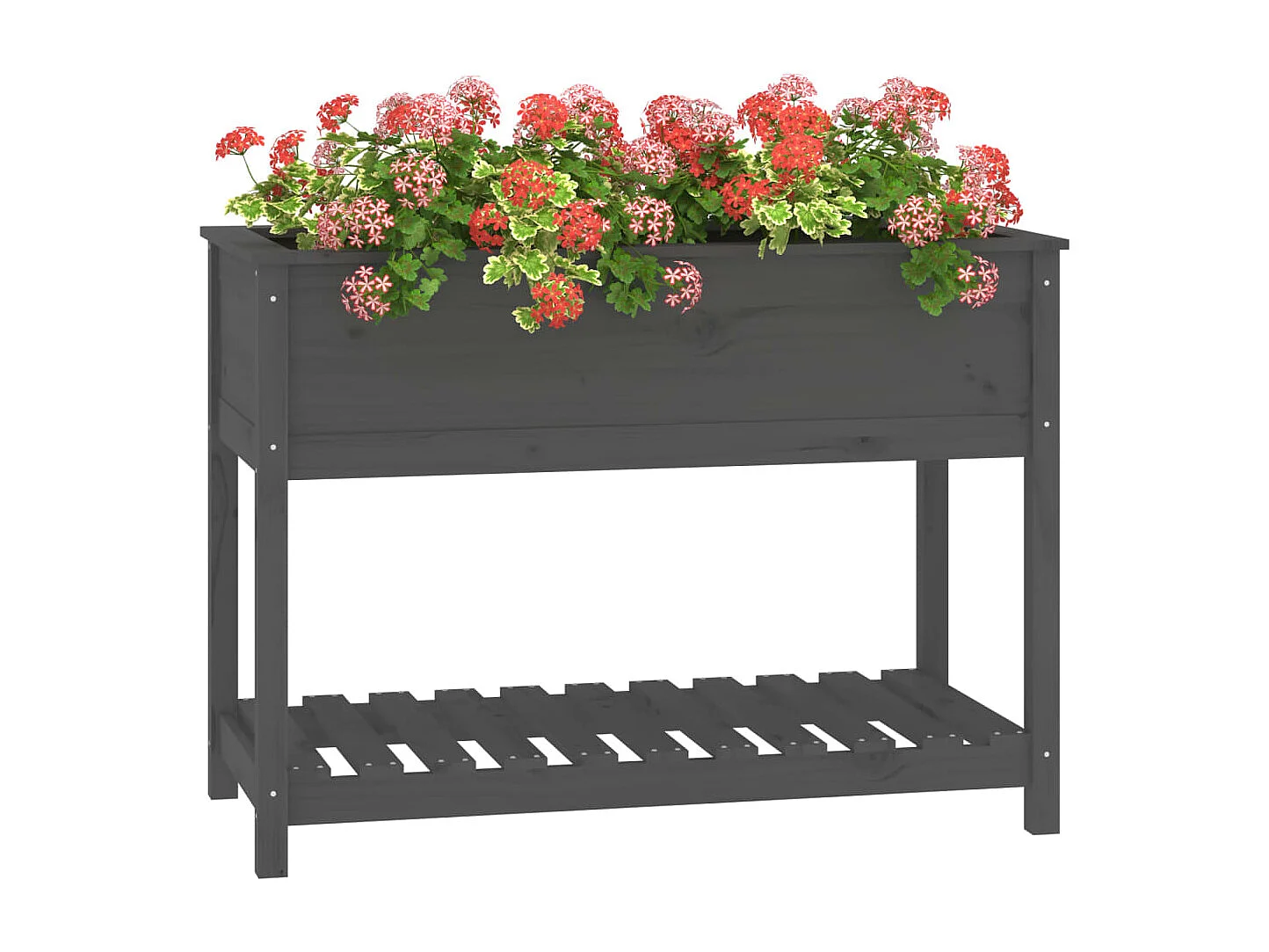 Jardinière avec étagère Gris 111,5x54x81 cm Bois massif de pin