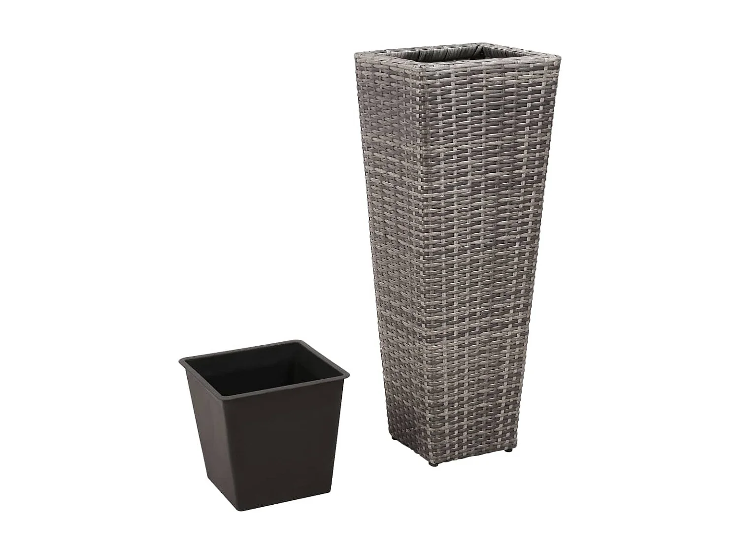 Conjunto de arriates 3 piezas ratán sintético gris