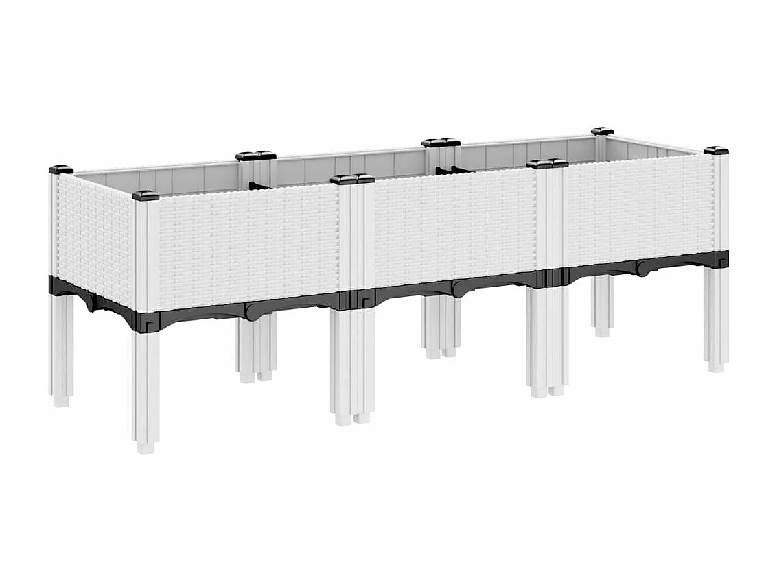 Vaso/floreira de jardim c/ pernas 120x40x42 cm PP branco