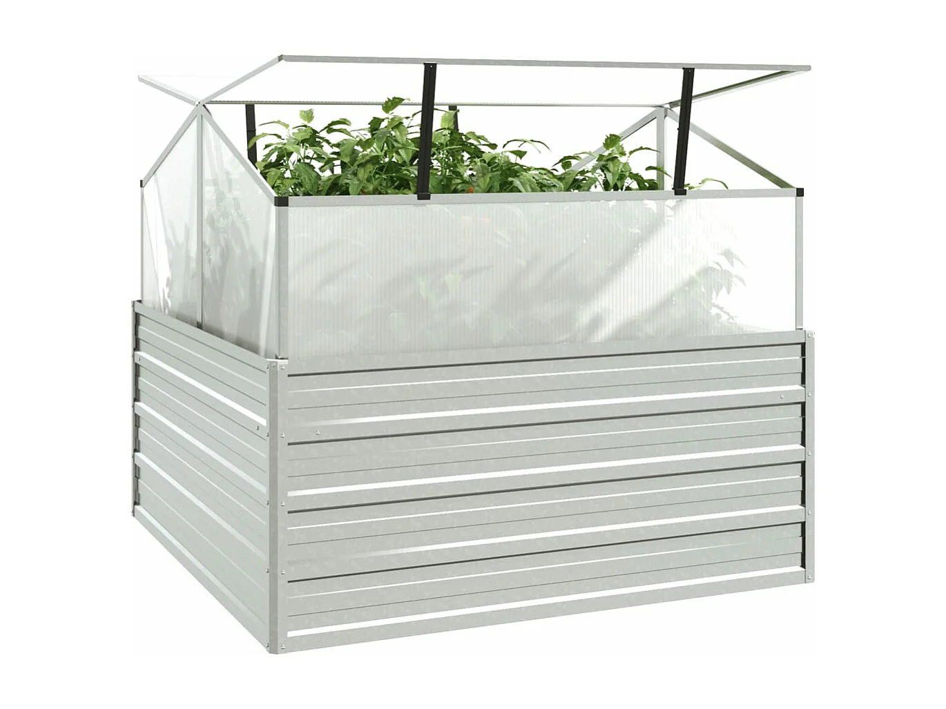 Canteiro elevado com estufa 100x100x85 cm prateado