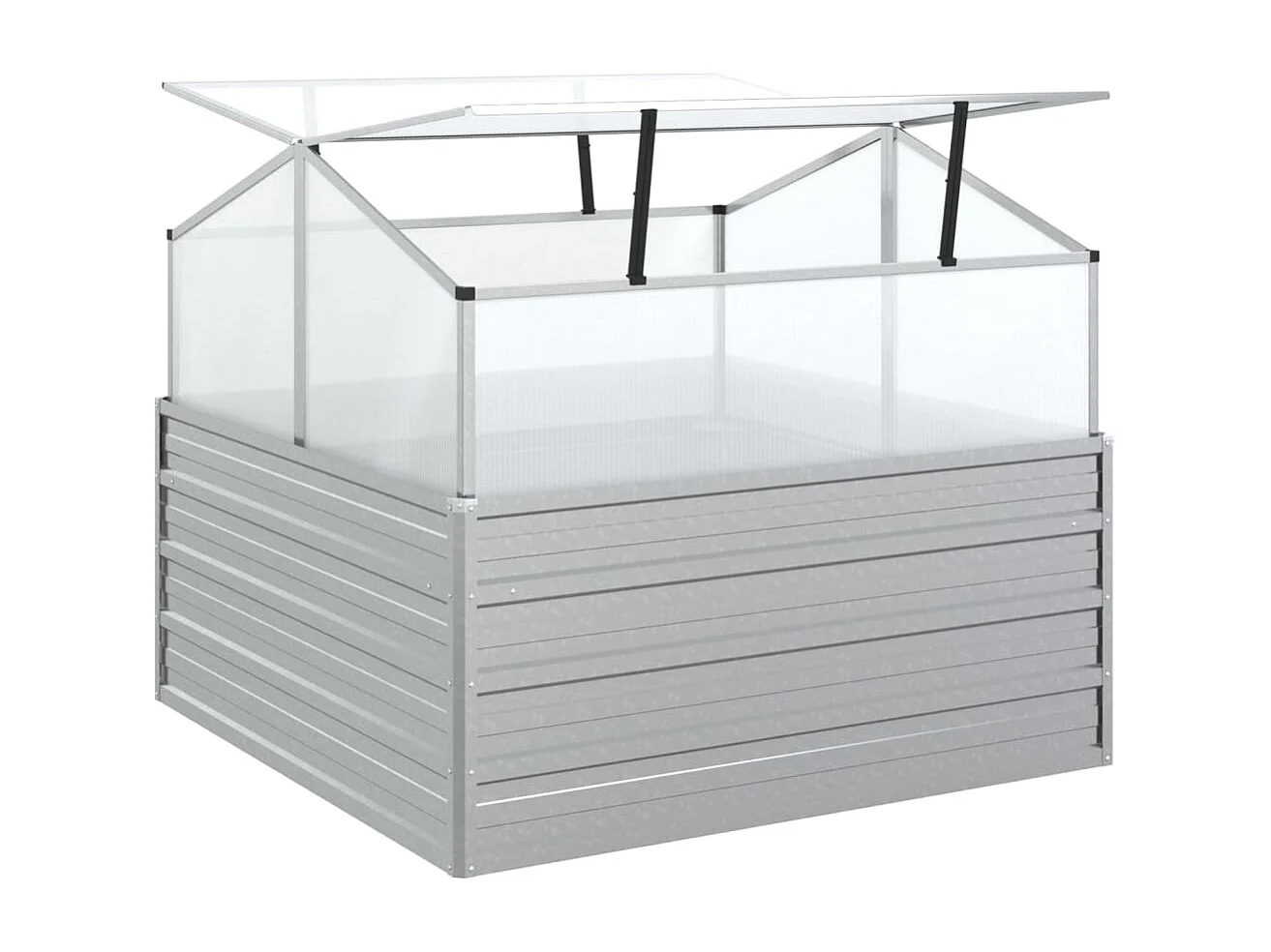 Canteiro elevado com estufa 100x100x85 cm prateado