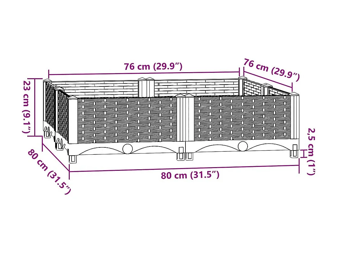 Arriate 80x80x23 cm polipropileno