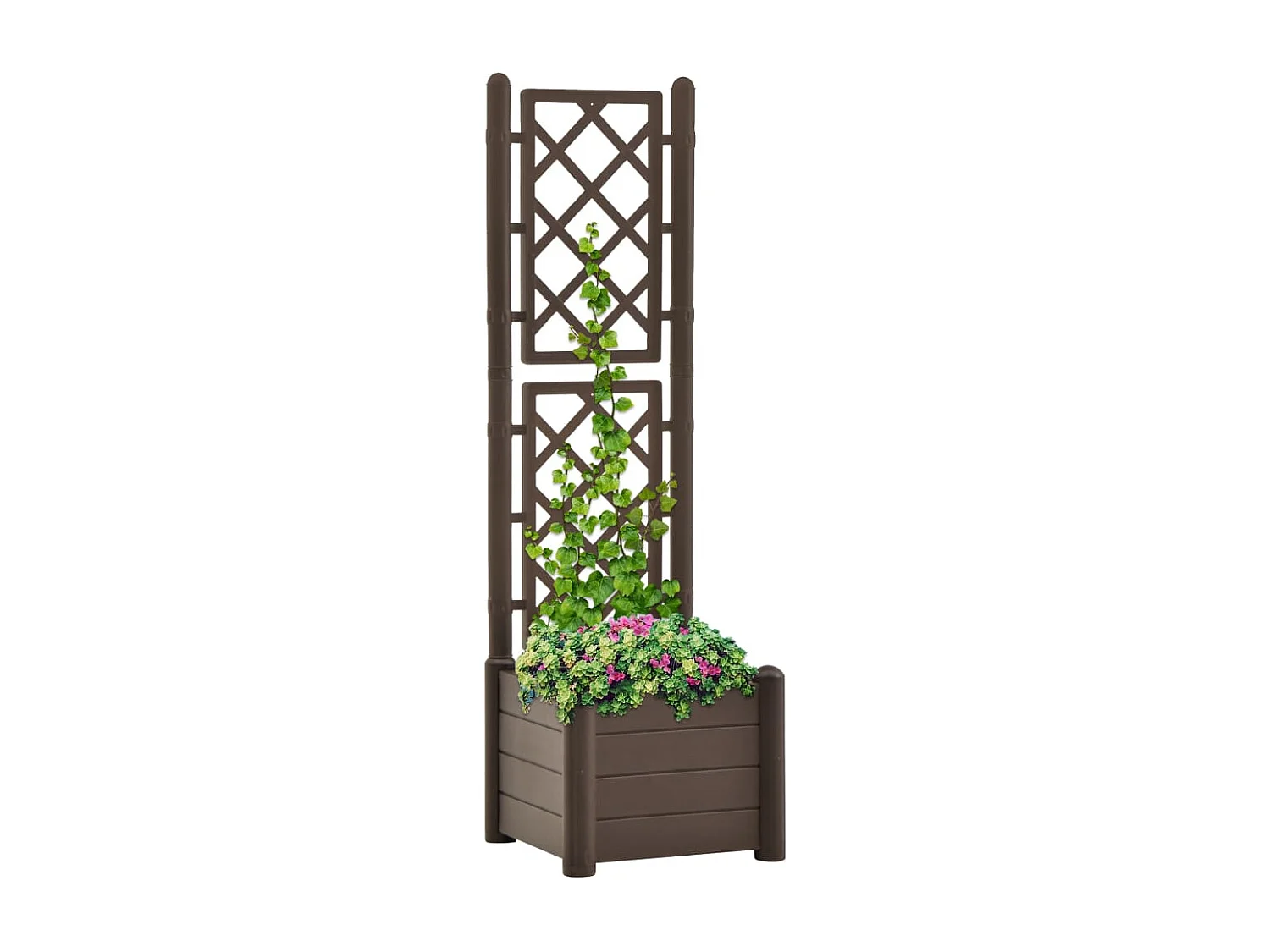 Vaso/floreira de jardim com treliça 43x43x142 cm PP cor moca
