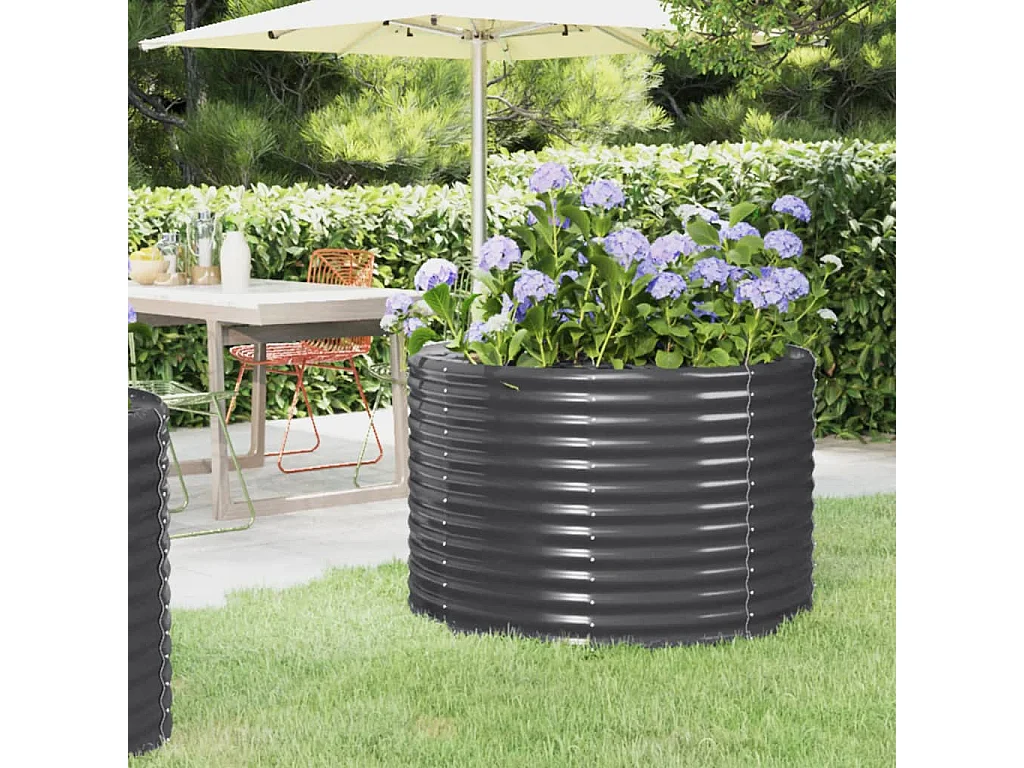 Canteiro elevado jardim 100x100x68 aço revestido a pó antracite