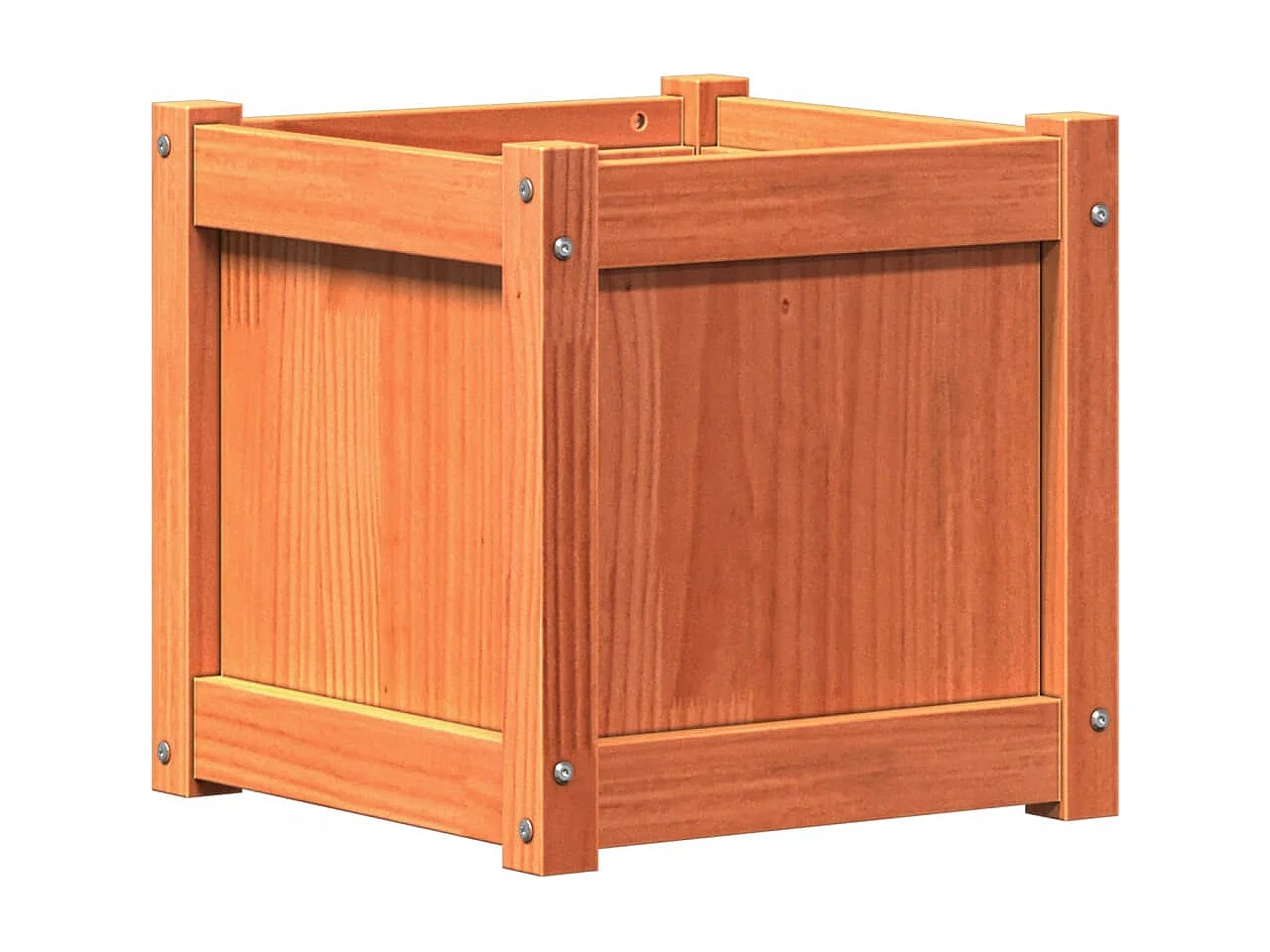 Jardinière cire marron 40x40x40 cm bois de pin massif