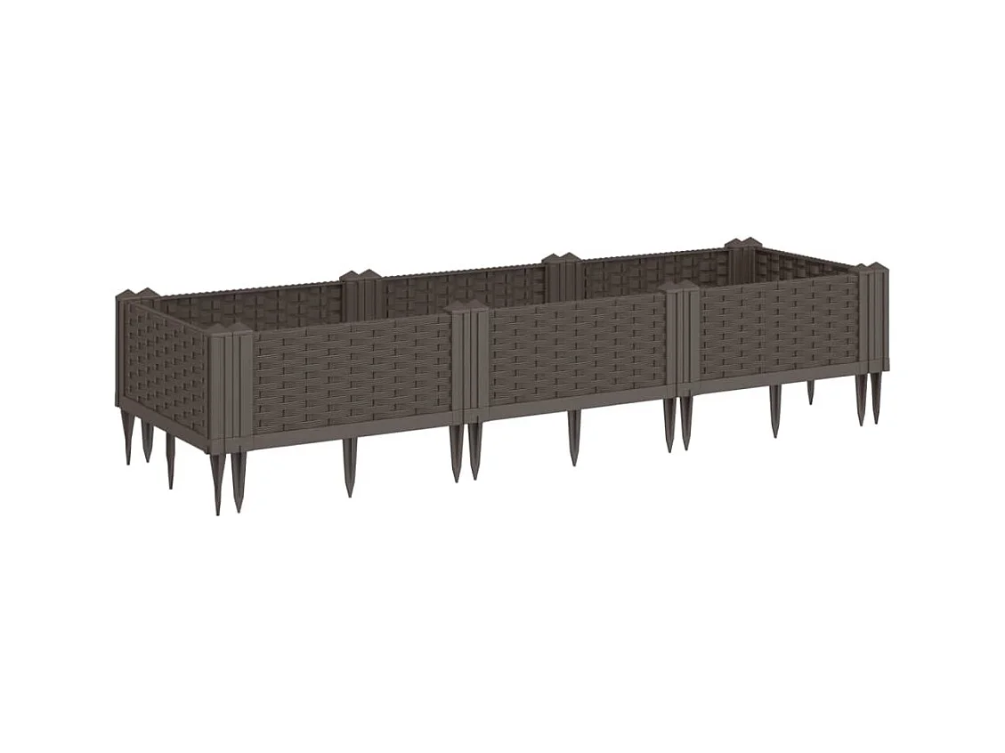 Vaso/floreira de jardim c/ estacas 125x40x28,5 cm PP castanho