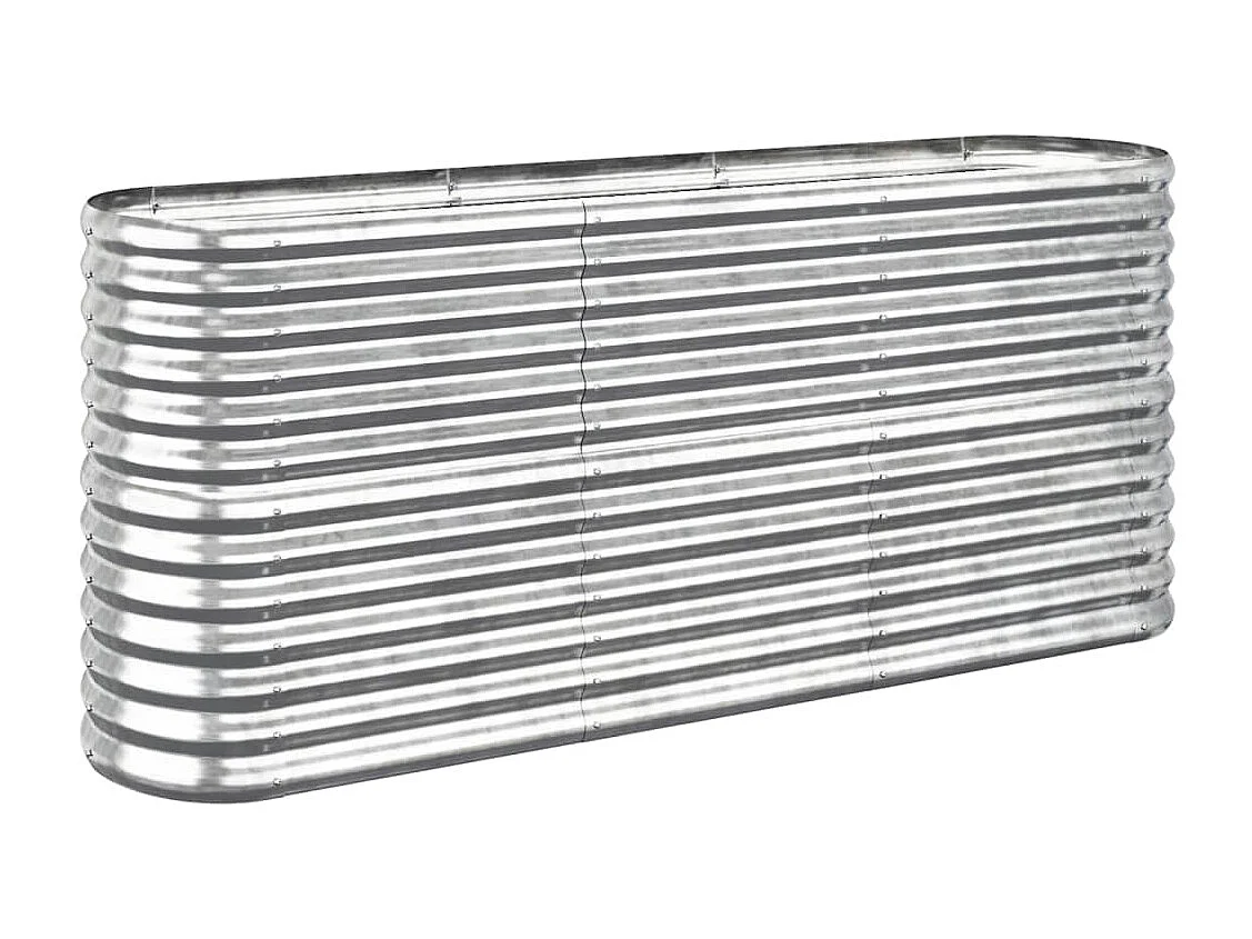 Canteiro elevado jardim 152x40x68cm aço revestido a pó prateado
