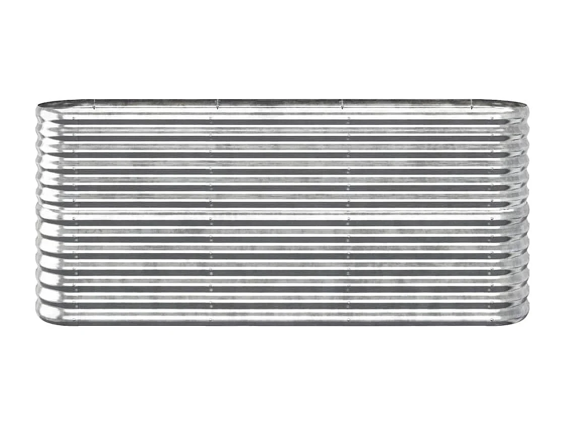 Canteiro elevado jardim 152x40x68cm aço revestido a pó prateado