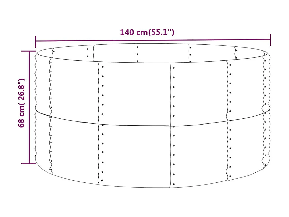 Jardinera acero con recubrimiento en polvo marrón 140x140x68 cm