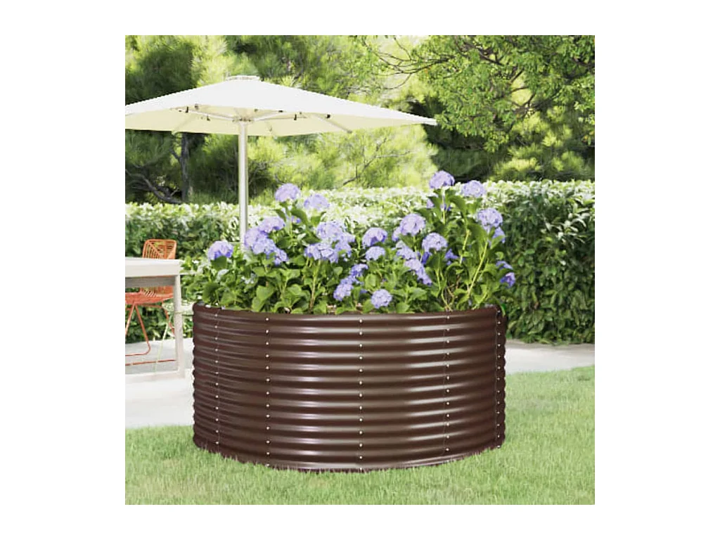 Lit surélevé de jardin Marron Acier enduit de poudre
