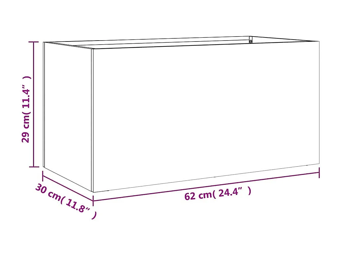 Vaso/floreira 62x30x29 cm aço laminado a frio preto