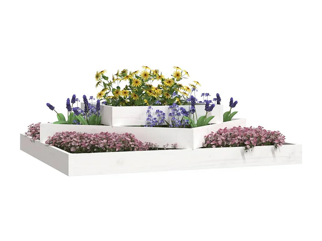 Jardinera madera maciza de pino blanco 112x112x27 cm