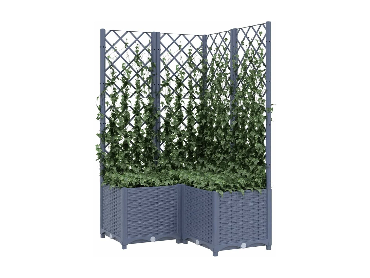 Jardinera con enrejado PP gris oscuro 80x80x136 cm