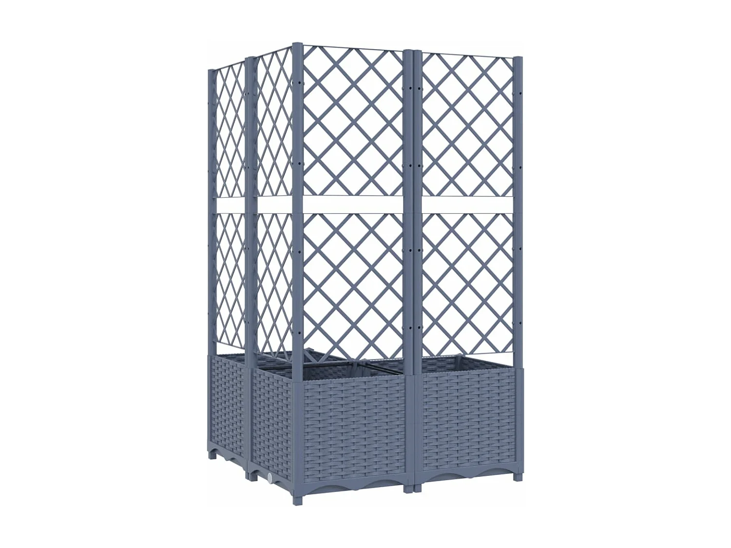 Jardinera con enrejado PP gris oscuro 80x80x136 cm