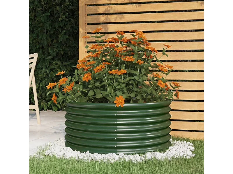 Jardinera de acero con recubrimiento en polvo verde 80x80x36 cm