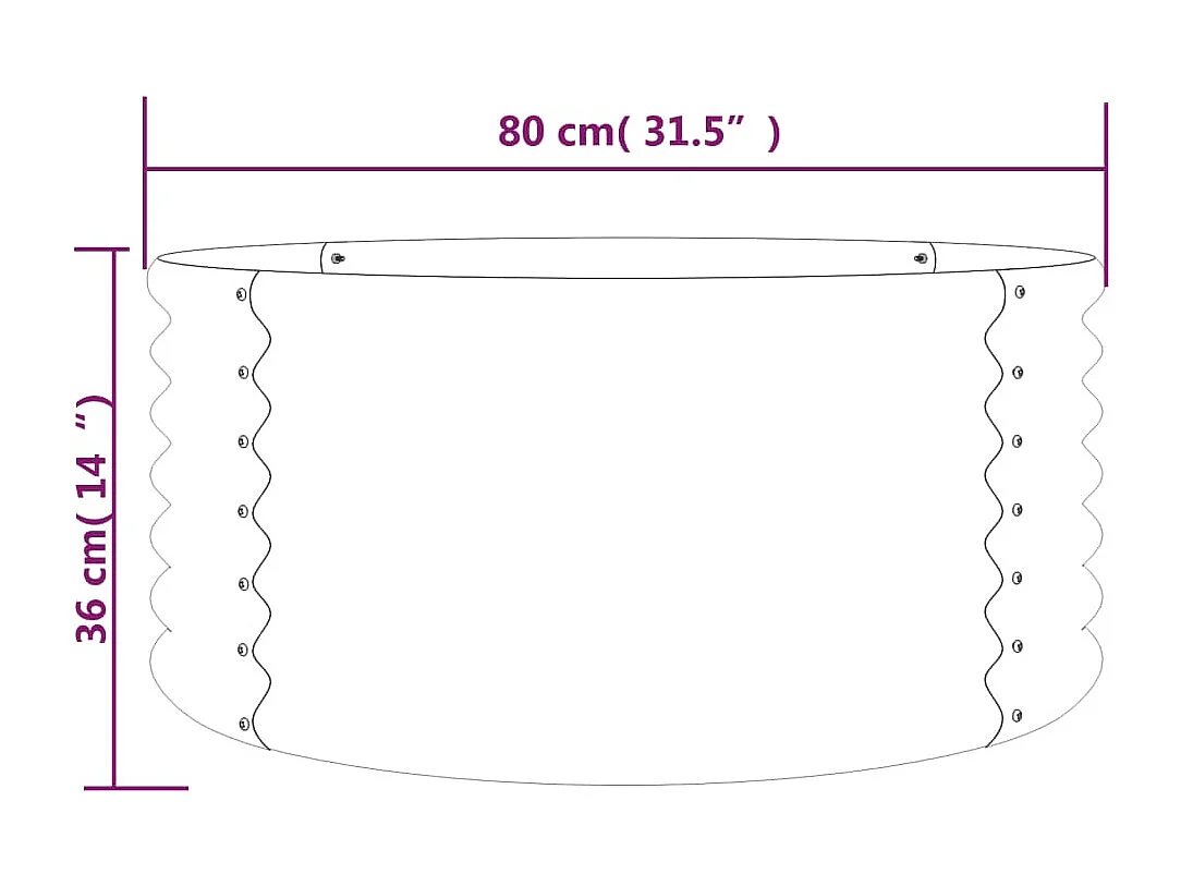 Vaso/floreira de jardim aço revestido a pó 80x80x36 cm verde