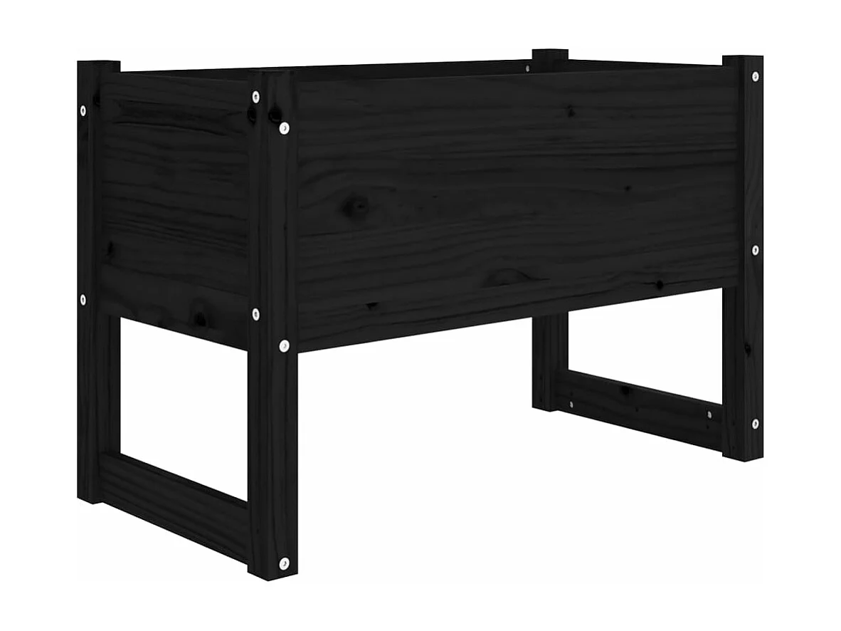 Jardinière Noir 78x40x52 cm Bois massif de pin