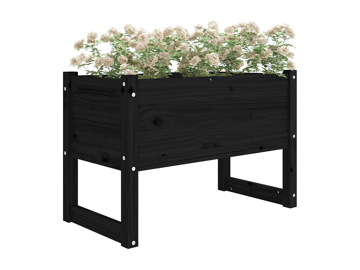 Jardinière Noir 78x40x52 cm Bois massif de pin