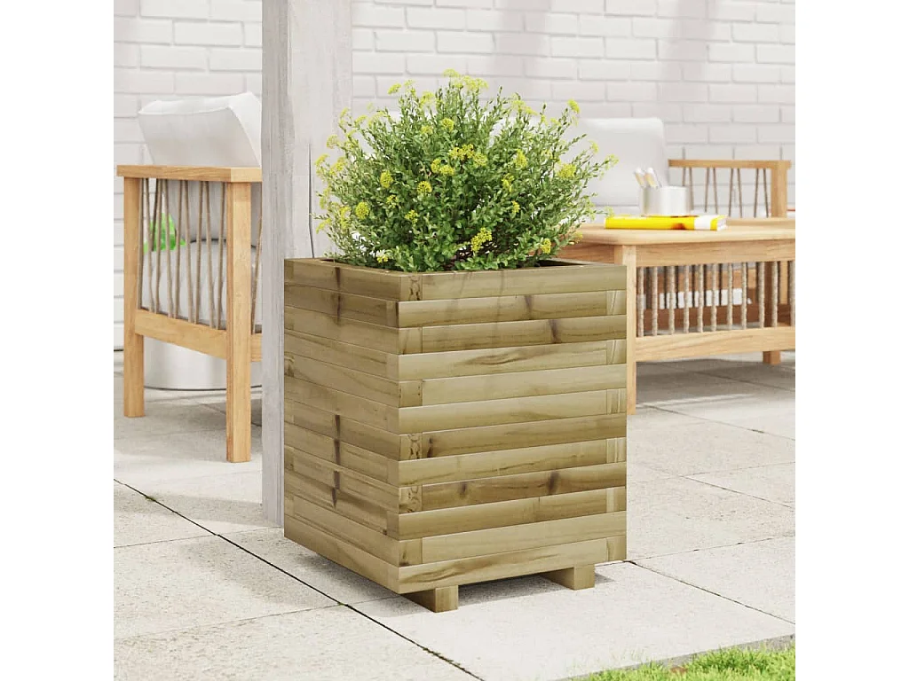 Vaso/floreira de jardim 40x40x49,5 madeira de pinho impregnada