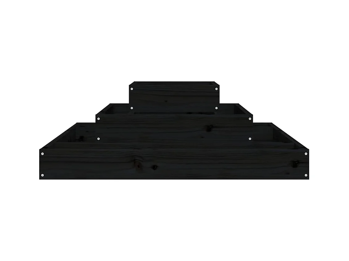 Jardinière Noir 80x80x27 cm Bois massif de pin