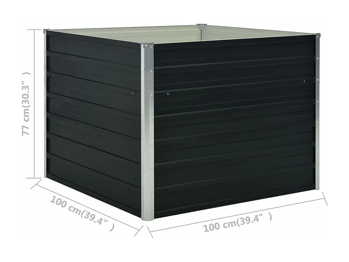 Jardinière surélevée Anthracite 100x100x77 cm Acier galvanisé