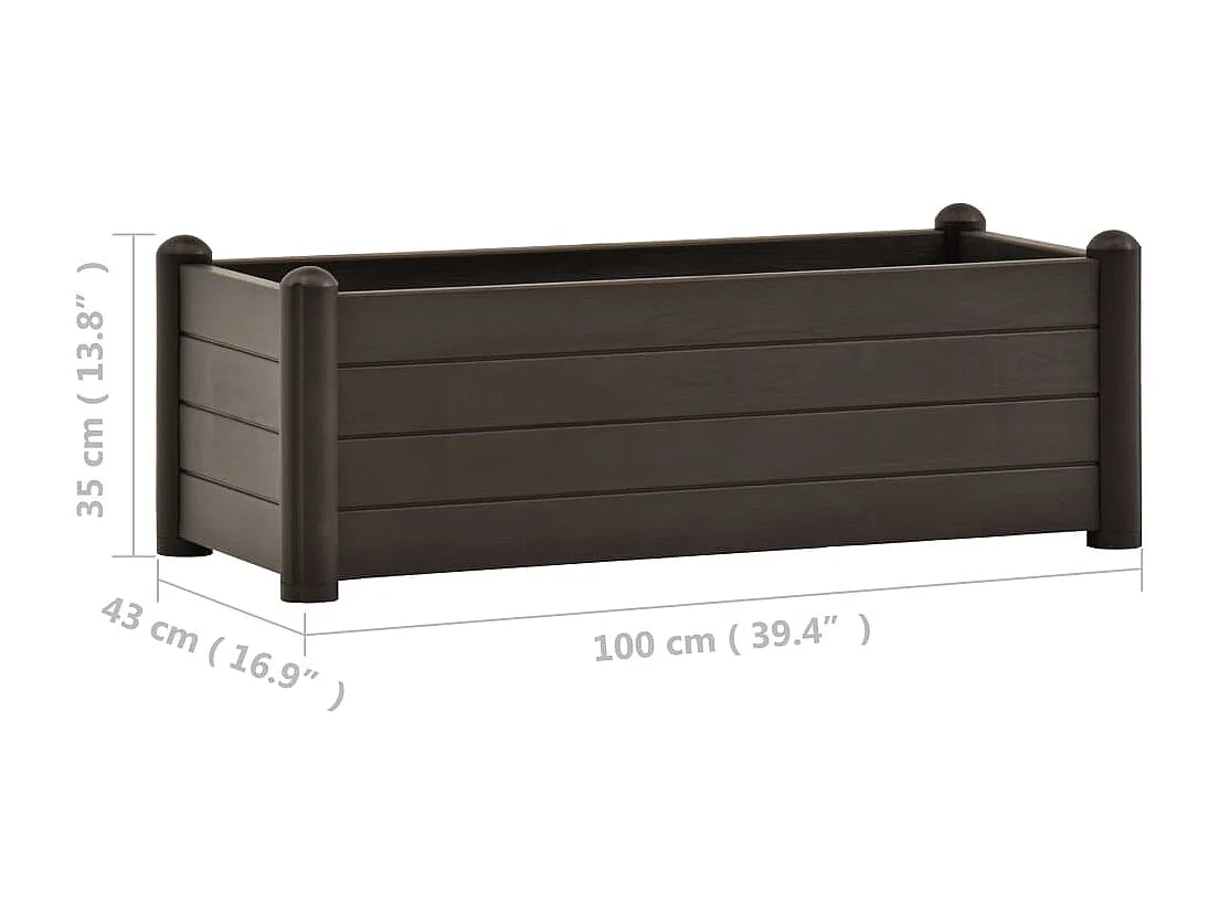 Canteiro elevado para jardim PP 100x43x35 cm moca