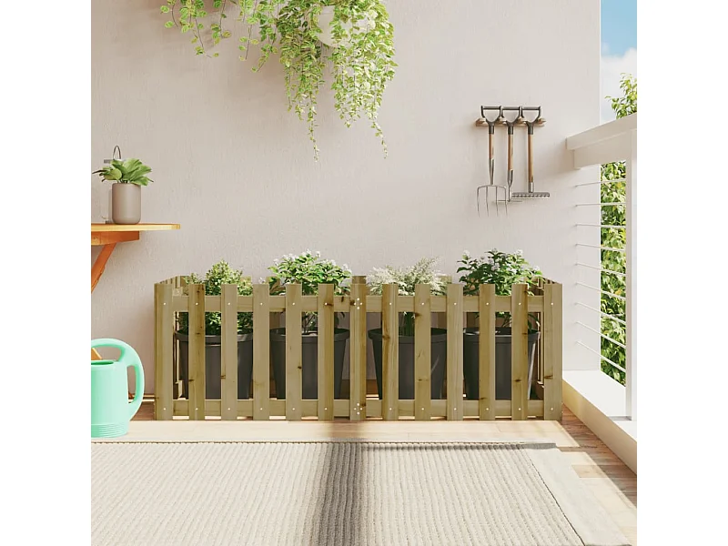 Canteiro elevado c/ design cerca 150x50x50 cm pinho impregnado