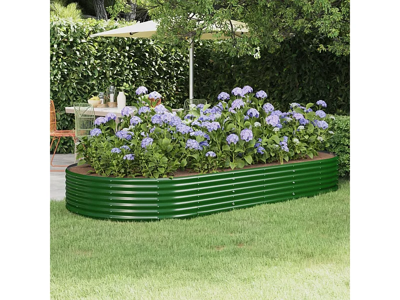 Jardinera arriate acero recubrimiento polvo verde 296x140x36 cm