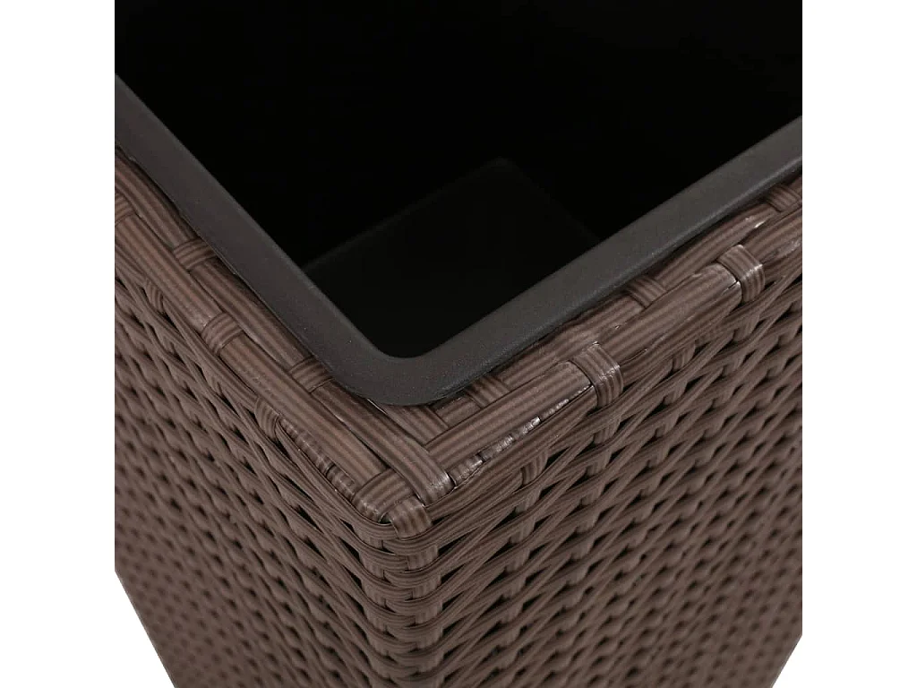 Floreiras de jardim altas 3 peças vime PE castanho