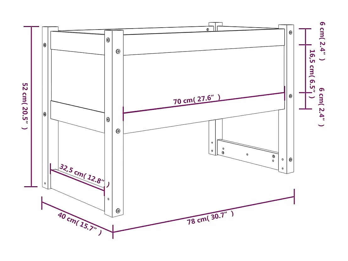 Jardinière 78x40x52 cm Bois massif de pin