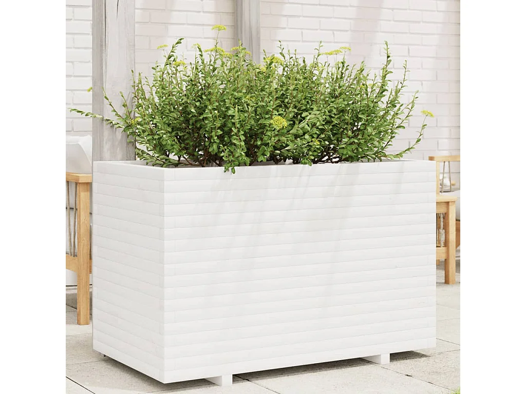Vaso/floreira de jardim 110x60x72 cm pinho maciço branco