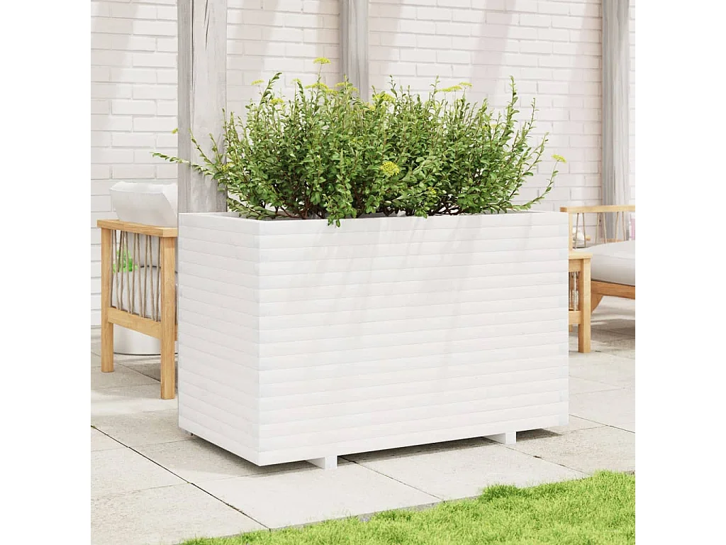 Vaso/floreira de jardim 110x60x72 cm pinho maciço branco