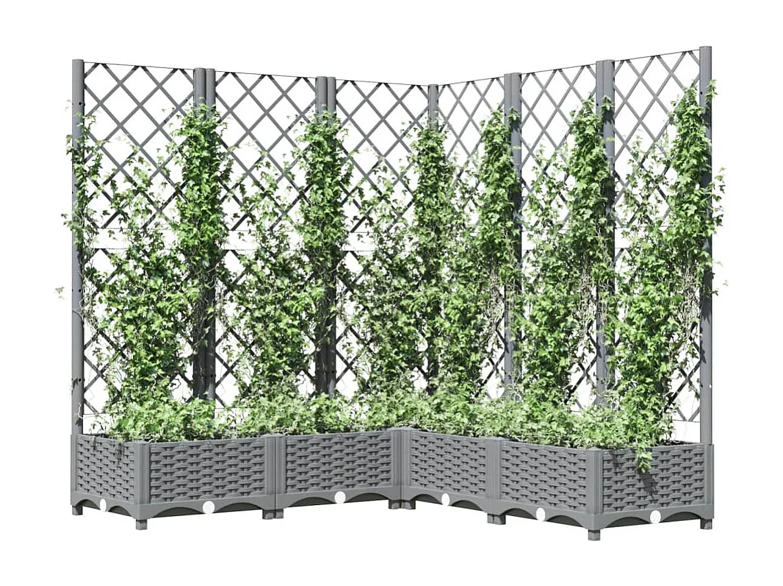 Vaso/floreira jardim c/ treliça 120x120x121,5 cm PP cinza-claro