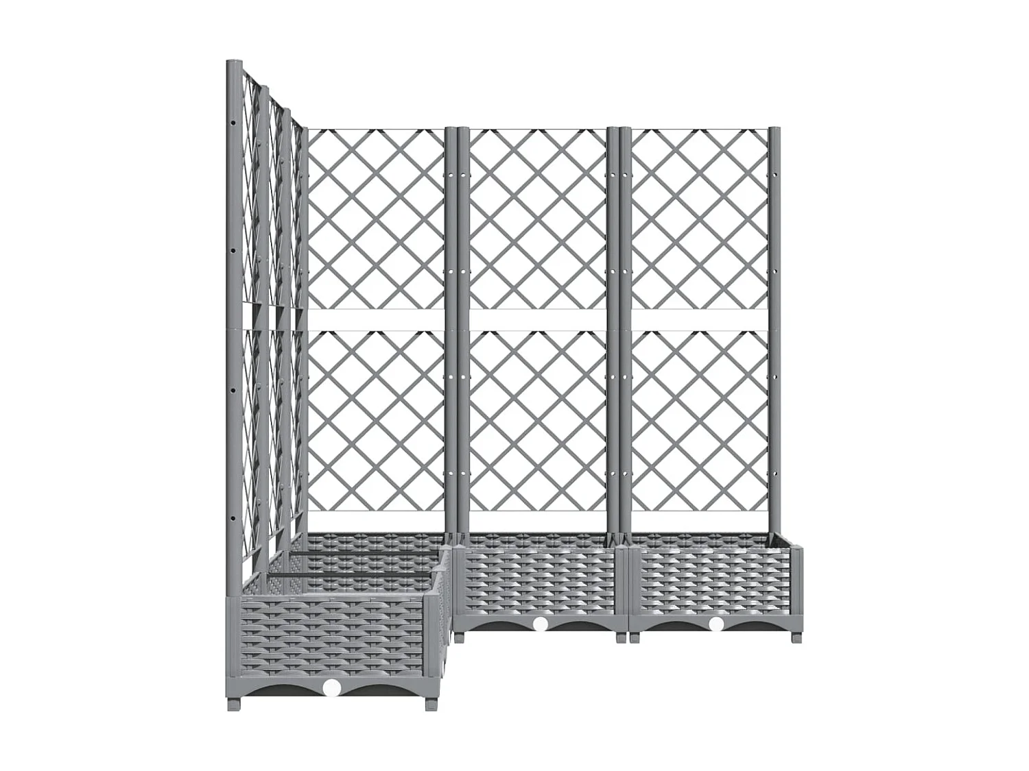 Vaso/floreira jardim c/ treliça 120x120x121,5 cm PP cinza-claro