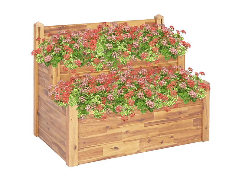 Jardinière sur 2 niveaux 110x75x84 cm Bois massif d'acacia