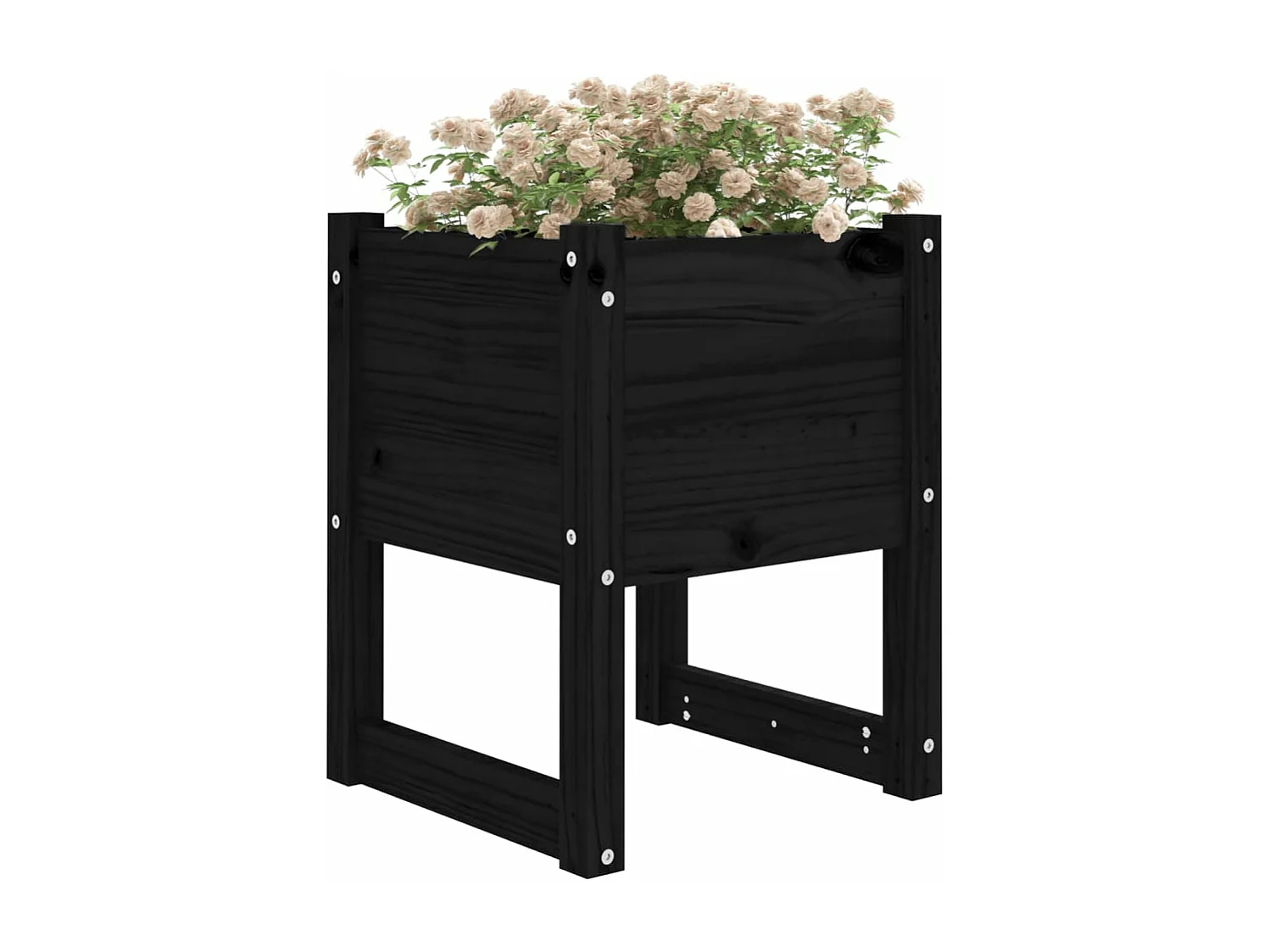 Jardinière Noir 40x40x52,5 cm Bois massif de pin