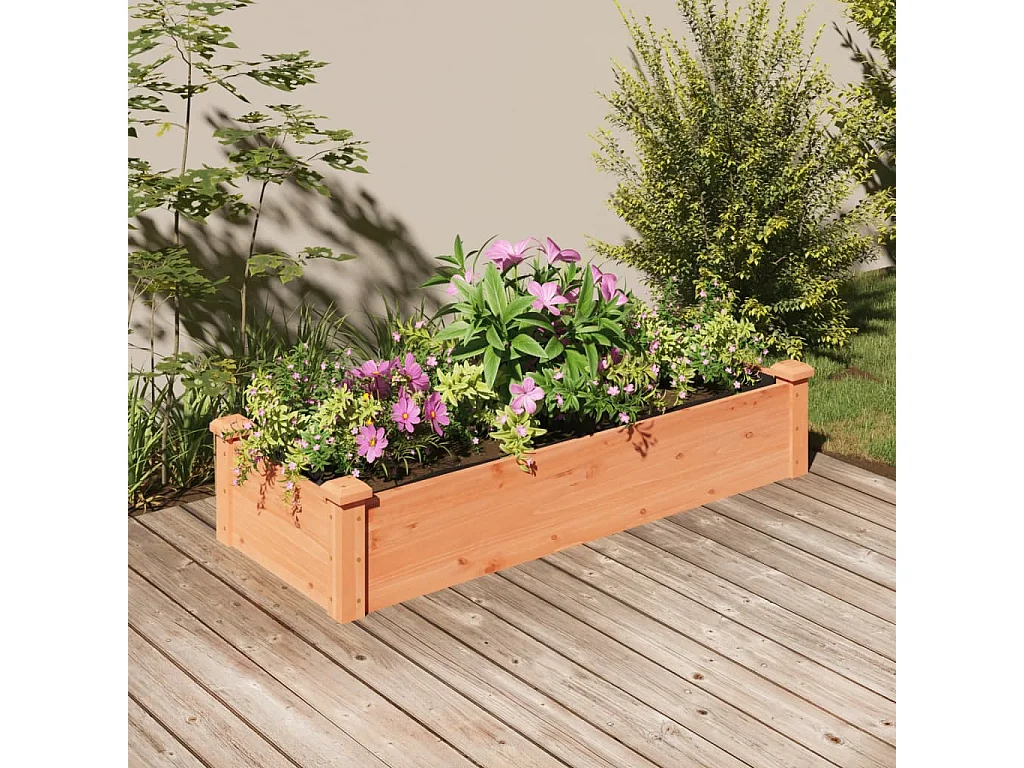 Jardinera arriate forro madera maciza abeto marrón 120x45x25 cm