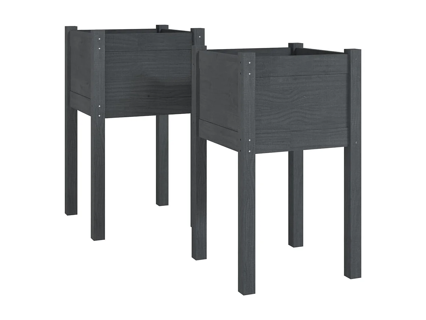 Vasos/floreiras de jardim 2 peças 40x40x70 cm pinho maciço cinza