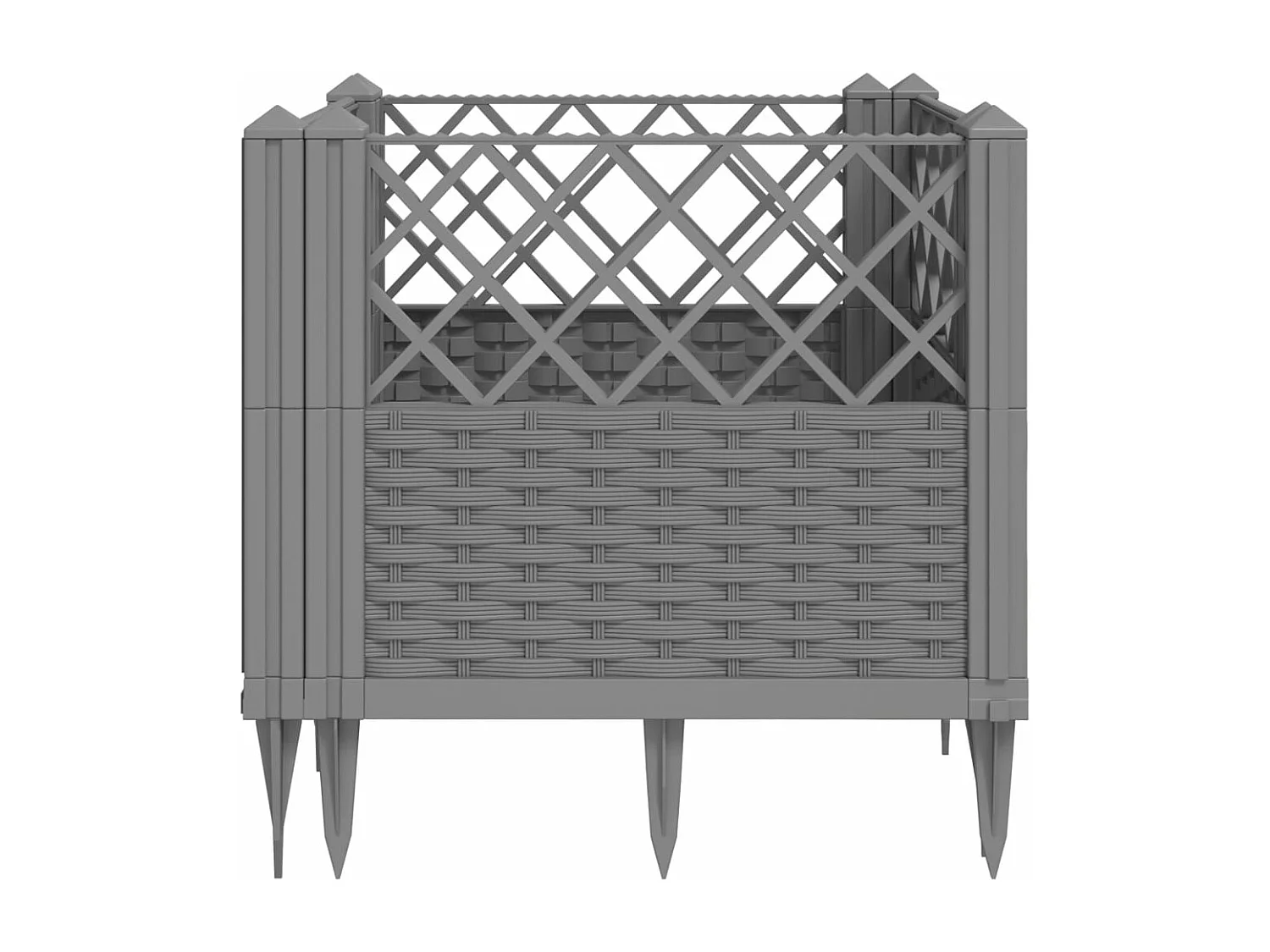 Jardinière avec piquets gris clair 43,5x43,5x43,5 cm PP